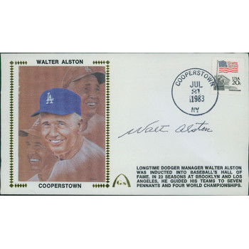 Walter Alston Los Angeles Dodgers Signed Cooperstown Cachet JSA Authenticated