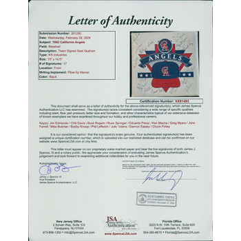 California Angels 1992 Team Signed Padded Seat Cushion JSA Authenticated California Angels 1992 Team Signed Padded Seat Cushion JSA Authenticated