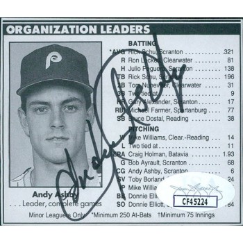 Andy Ashby Philadelphia Phillies Signed 2.5x3 Cut Page JSA Authenticated Andy Ashby Philadelphia Phillies Signed 2.5x3 Cut Page JSA Authenticated