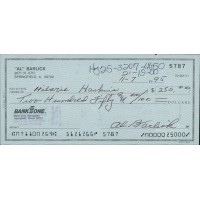 Al Barlick Baseball Umpire Signed Cancelled Check JSA Authenticated