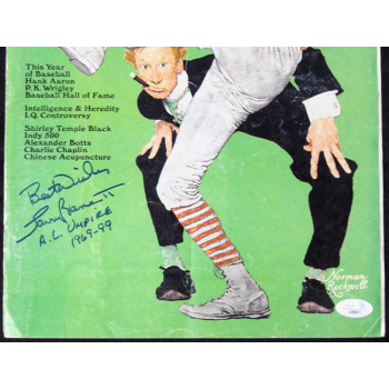 Larry Barnett Umpire Signed The Saturday Evening Post Cover Page JSA Authentic