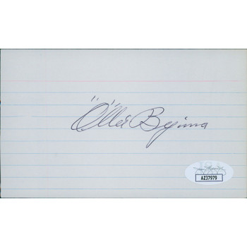 Ollie Bejma St. Louis Browns Signed 3x5 Index Card JSA Authenticated