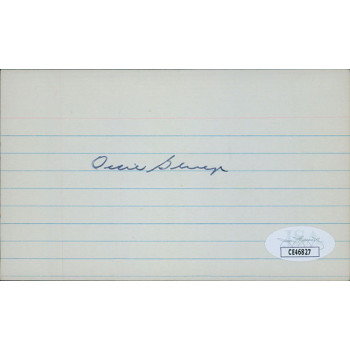 Ossie Bluege Washington Senators Signed 3x5 Index Card JSA Authenticated