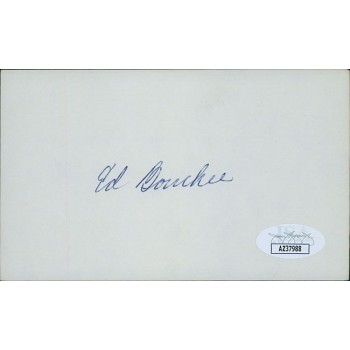 Ed Bouchee Philadelphia Phillies Signed 3x5 Index Card JSA Authenticated