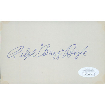 Buzz Boyle Braves Dodgers Signed 3x5 Index Card JSA Authenticated