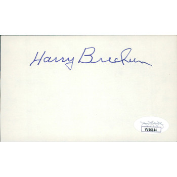 Harry Brecheen St. Louis Cardinals Signed 3x5 Index Card JSA Authenticated Harry Brecheen St. Louis Cardinals Signed 3x5 Index Card JSA Authenticated