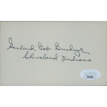 Garland Buckeye Cleveland Indians Signed 3x5 Index Card JSA Authenticated