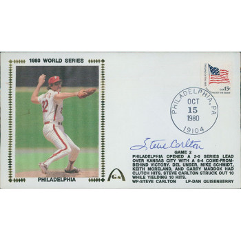 Steve Carlton Philadelphia Phillies Signed 1980 World Series Cachet JSA Authen