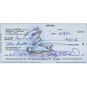 Gary Carter New York Mets Signed Cancelled Check JSA Authenticated Gary Carter New York Mets Signed Cancelled Check JSA Authenticated