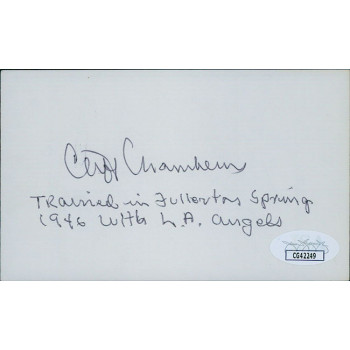Cliff Chambers Pittsburgh Pirates Signed 3x5 Index Card JSA Authenticated