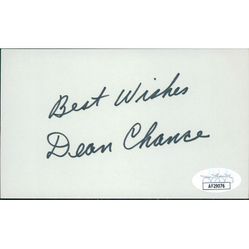 Dean Chance California Angels Signed 3x5 Index Card JSA Authenticated