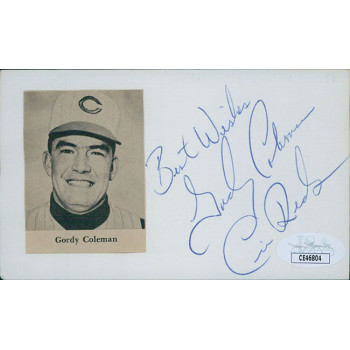 Gordy Coleman Cincinnati Reds Signed 3x5 Index Card JSA Authenticated Gordy Coleman Cincinnati Reds Signed 3x5 Index Card JSA Authenticated