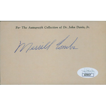 Merrill Merl Combs Boston Red Sox Signed 3x5 Index Card JSA Authenticated
