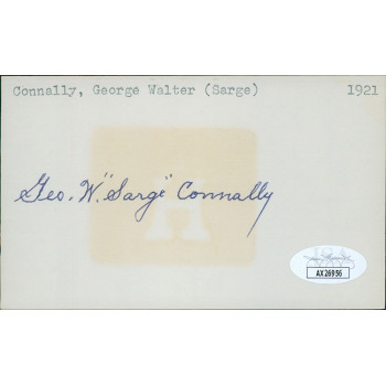 George Sarge Connally Chicago White Sox Signed 3x5 Index Card JSA Authenticated