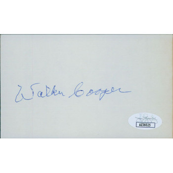 Walker Cooper St. Louis Cardinals Signed 3x5 Index Card JSA Authenticated