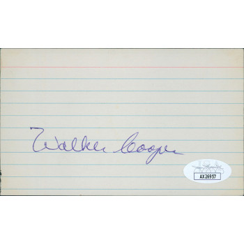 Walker Cooper St. Louis Cardinals Signed 3x5 Index Card JSA Authenticated