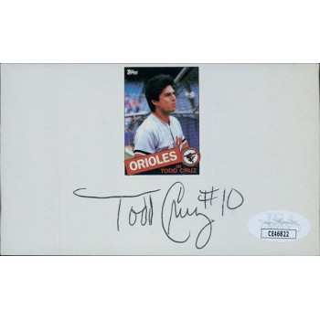 Todd Cruz Baltimore Orioles Signed 3x5 Index Card JSA Authenticated Todd Cruz Baltimore Orioles Signed 3x5 Index Card JSA Authenticated