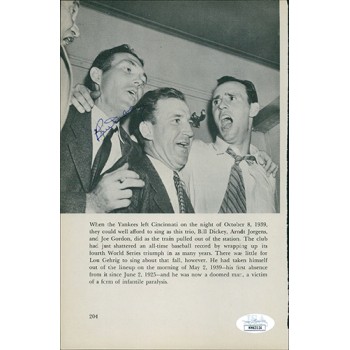 Bill Dickey New York Yankees Signed 6x9 Book Page JSA Authenticated Bill Dickey New York Yankees Signed 6x9 Book Page JSA Authenticated