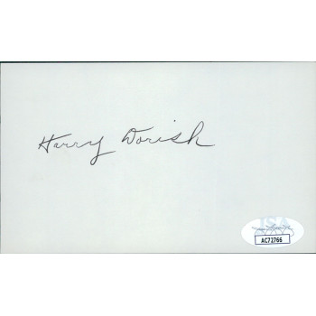 Harry Dorish Chicago White Sox Signed 3x5 Index Card JSA Authenticated