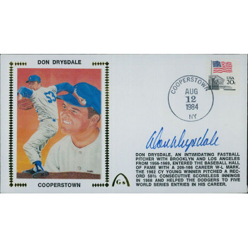 Don Drysdale Los Angeles Dodgers Signed Cooperstown Cachet JSA Authenticated