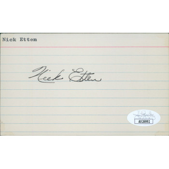 Nick Etten New York Yankees Signed 3x5 Index Card JSA Authenticated Nick Etten New York Yankees Signed 3x5 Index Card JSA Authenticated