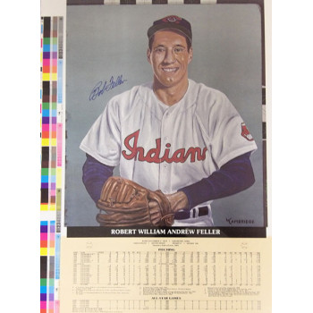 Bob Feller Cleveland Indians Signed 13x22 Cope Enterprise Poster JSA Authentic