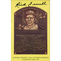Rick Ferrell Signed Hall of Fame Cooperstown Plaque Postcard JSA Authenticated