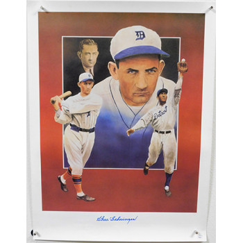 Charlie Gehringer Detroit Tigers Signed 18x24 Lithograph JSA Authenticated