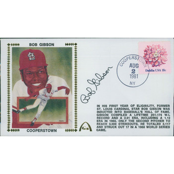 Bob Gibson Cardinals Signed Cooperstown Limited Edition Cachet JSA Authenticated Bob Gibson Cardinals Signed Cooperstown Limited Edition Cachet JSA Authenticated