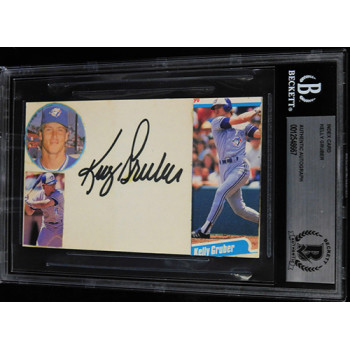 Kelly Gruber Toronto Blue Jays Signed 3x5 Index Card Beckett Authenticated BAS