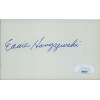Eddie Hanyzewski Chicago Cubs Signed 3x5 Index Card JSA Authenticated