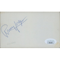 Russ Hodges Sports Broadcaster Signed 3x5 Index Card JSA Authenticated