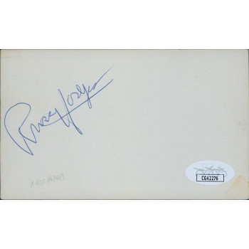 Russ Hodges Sports Broadcaster Signed 3x5 Index Card JSA Authenticated
