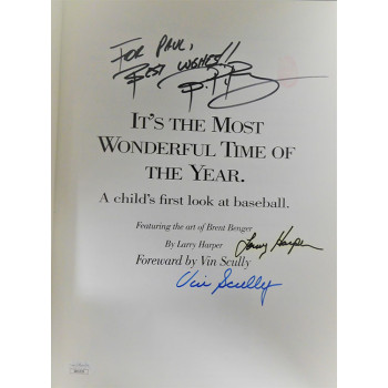 It's The Most Wonderful Time of the Year Signed Book Vin Scully Larry Harper JSA