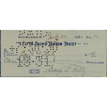 George Kelly New York Giants Signed Cancelled Check JSA Authenticated George Kelly New York Giants Signed Cancelled Check JSA Authenticated