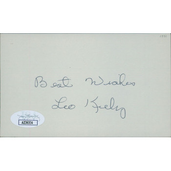 Leo Kiely Boston Red Sox Signed 3x5 Index Card JSA Authenticated