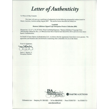 Harmon Killebrew Twins Signed 12.5x19 Cope Enterprise Poster JSA Authenticated Harmon Killebrew Twins Signed 12.5x19 Cope Enterprise Poster JSA Authenticated