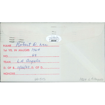 Bob Lee California Angels Signed First Day Issue Cachet JSA Authenticated Bob Lee California Angels Signed First Day Issue Cachet JSA Authenticated