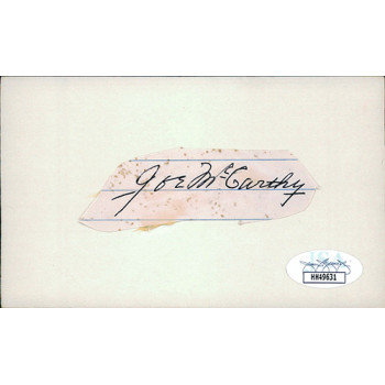 Joe McCarthy New York Yankees Signed 3x5 Index Card Cut JSA Authenticated