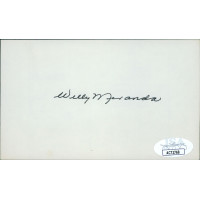 Willy Miranda Baltimore Orioles Signed 3x5 Index Card JSA Authenticated