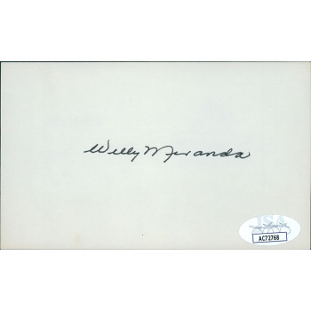 Willy Miranda Baltimore Orioles Signed 3x5 Index Card JSA Authenticated Willy Miranda Baltimore Orioles Signed 3x5 Index Card JSA Authenticated