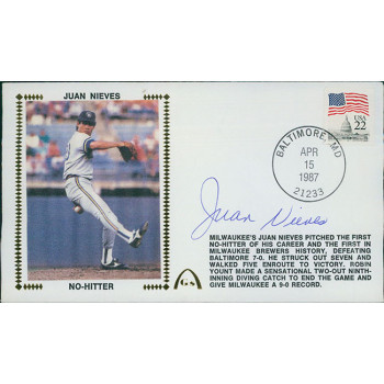 Juan Nieves Milwaukee Brewers Signed No-Hitter Cachet JSA Authenticated