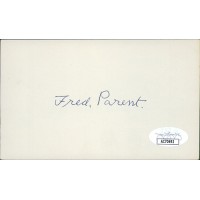 Fred Parent Chicago White Sox Signed 3x5 Index Card JSA Authenticated