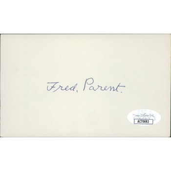 Fred Parent Chicago White Sox Signed 3x5 Index Card JSA Authenticated