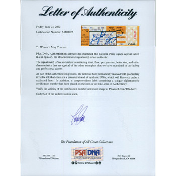 Gaylord Perry Seattle Mariners Signed 300 Win Commemorative Ticket PSA Authentic Gaylord Perry Seattle Mariners Signed 300 Win Commemorative Ticket PSA Authentic
