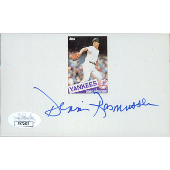 Dennis Rasmussen New York Yankees Signed 3x5 Index Card JSA Authenticated Dennis Rasmussen New York Yankees Signed 3x5 Index Card JSA Authenticated