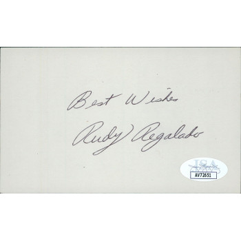 Rudy Regalado Cleveland Indians Signed 3x5 Index Card JSA Authenticated