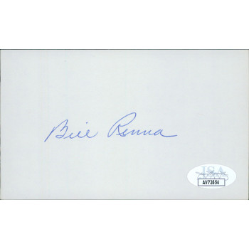 Bill Renna Red Sox Yankees Signed 3x5 Index Card JSA Authenticated
