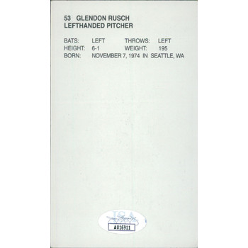 Glendon Rusch Kansas City Royals Signed 3x5 Photo Card JSA Authenticated Glendon Rusch Kansas City Royals Signed 3x5 Photo Card JSA Authenticated