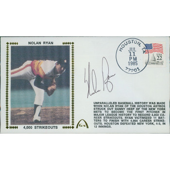 Nolan Ryan Signed 4,000 Strikeouts Limited Edition Cachet JSA Authenticated Nolan Ryan Signed 4,000 Strikeouts Limited Edition Cachet JSA Authenticated